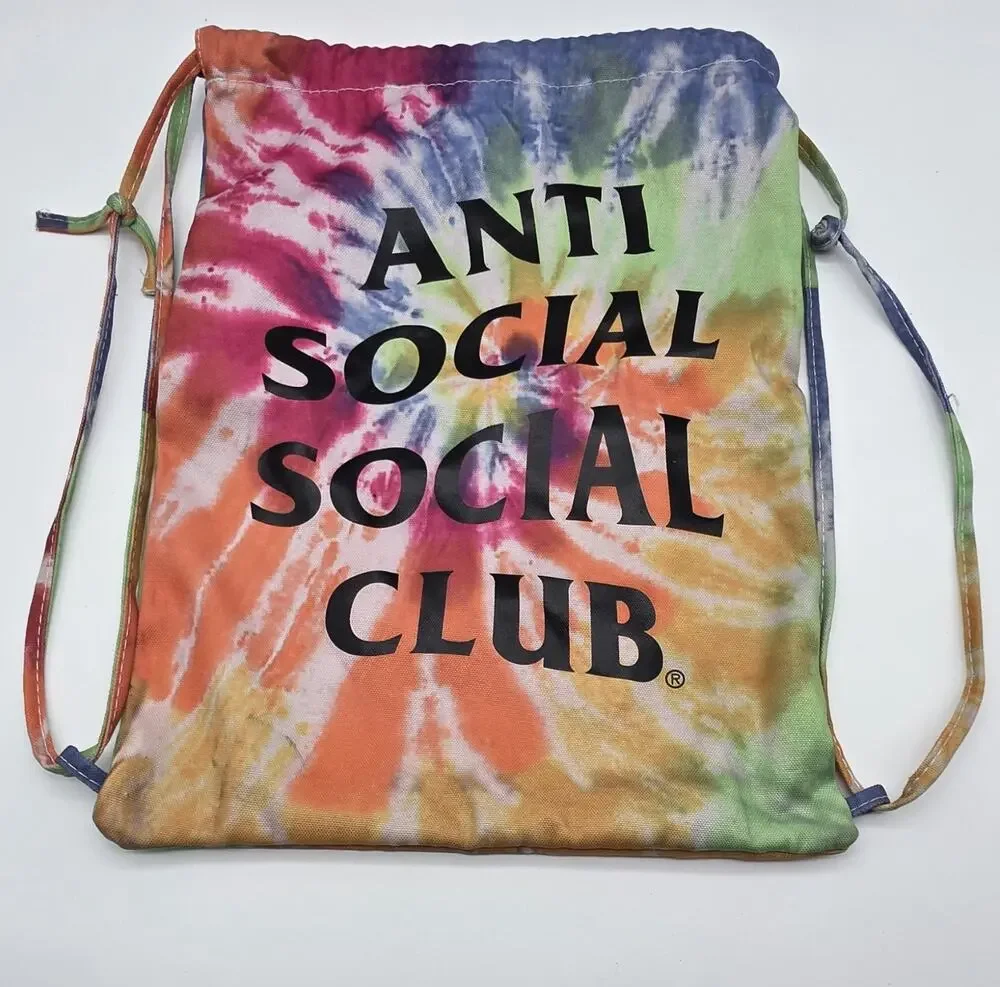 Anti Social Social Club Tie Dye Drawstring Backpack Gym Sack ASSC Multicolor